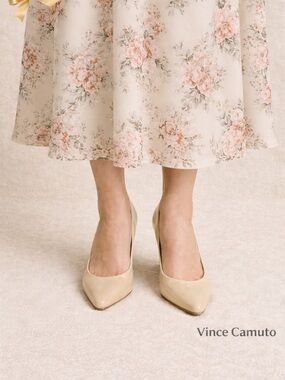 Vince Camuto Karala Patent Almond Toe Pumps Cream 7 Medium